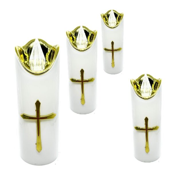 WKŁAD DO ZNICZY Z KRZYŻEM LED 12 CM ZŁOTY