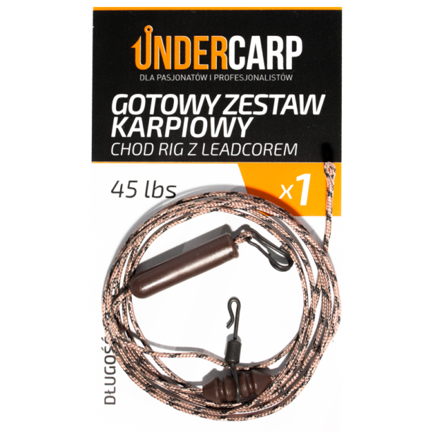 Gotowy zestaw karpiowy Chod Rig z leadcorem 45 lbs / 100 cm brązowy UNDERCARP - obrazek 2