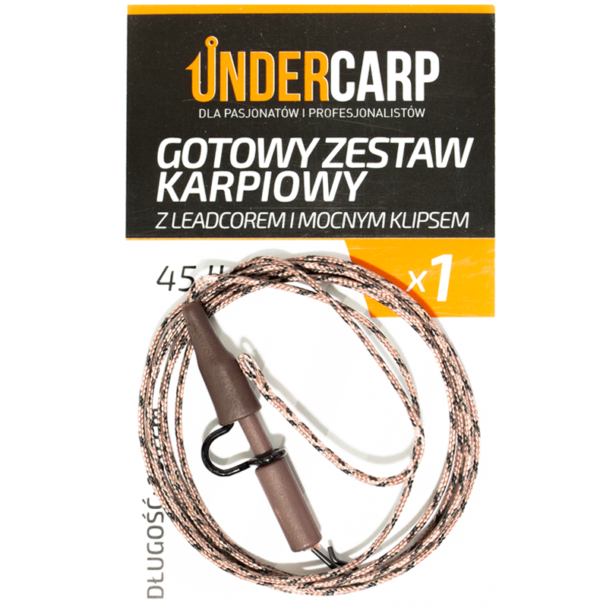 Gotowy zestaw karpiowy z leadcorem i mocnym klipsem 45 lbs / 100 cm brązowy UNDERCARP - obrazek 2