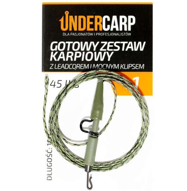 Gotowy zestaw karpiowy z leadcorem i mocnym klipsem 45 lbs / 100 cm zielony - obrazek 2