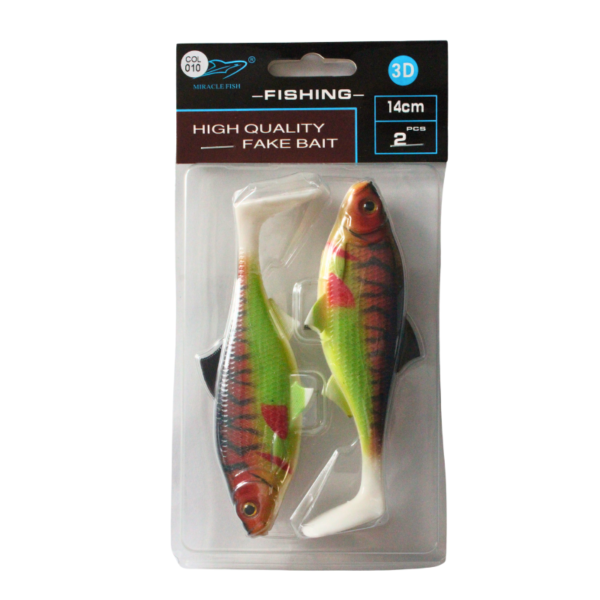 ZESTAW 2X DUŻA GUMA REAL FISH 14 CM FLUO TIGER - obrazek 3