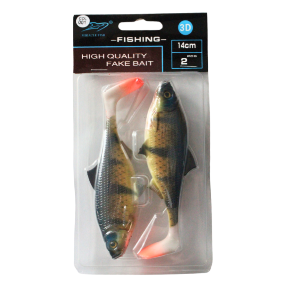 ZESTAW 2X DUŻA GUMA REAL FISH 14 CM OKOŃ BROWN - obrazek 3