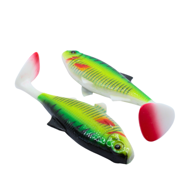 ZESTAW 2X DUŻA GUMA REAL FISH 14 CM FIRE TIGER - obrazek 2