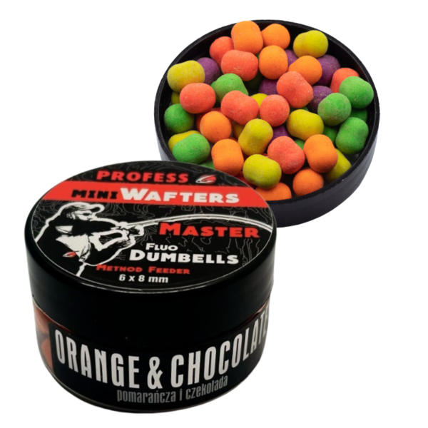 PROFESS MINI DUMBELL MASTER WAFTERS -POMARAŃCZA - CZEKOLADA 6X8MM 25ML - obrazek 2