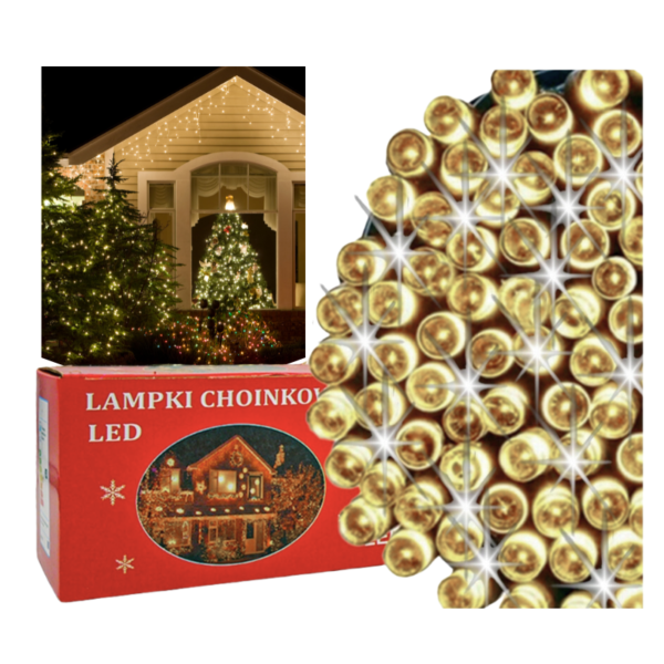 LAMPKI CHOINKOWE LED 100 BIAŁE CIEPŁE